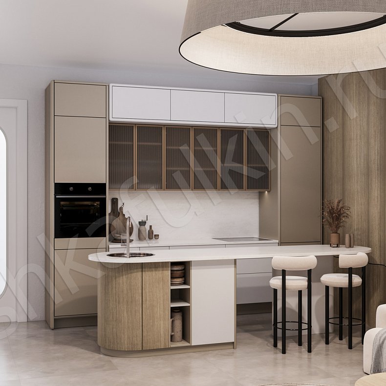 Кухня Кевин Светлые Коричневый Древесный Белый Современный   Для посуды