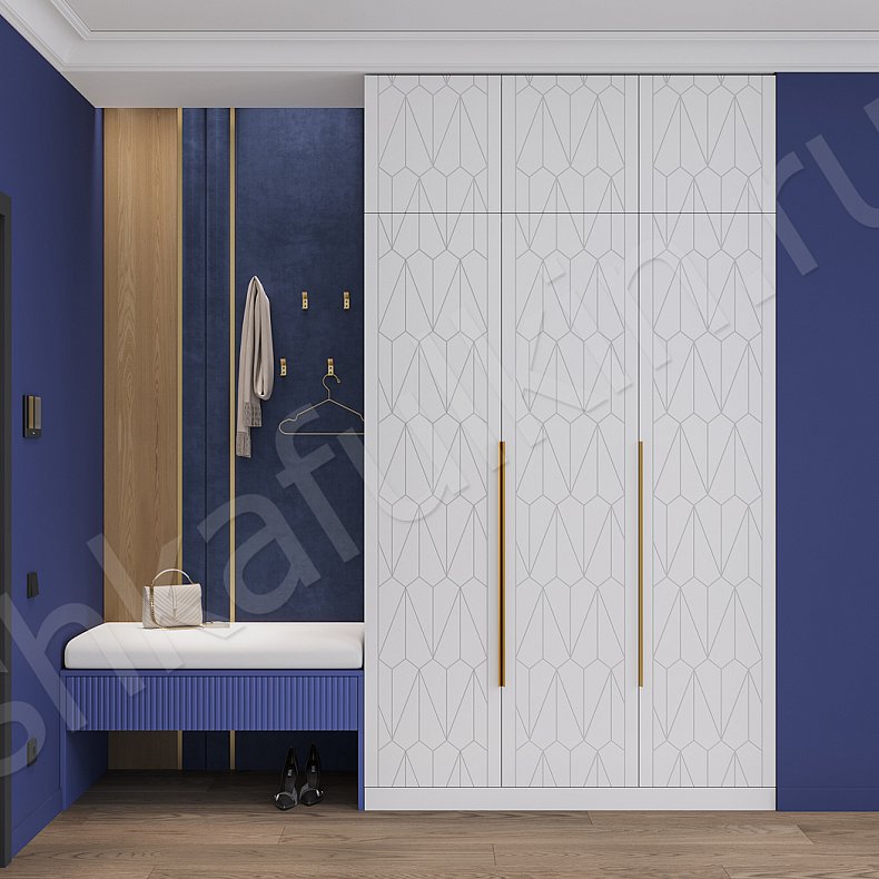 Прихожая Космо Белый Цветной Синий Светлые Темные Современный 3х створчатые Прихожая Для вещей 3