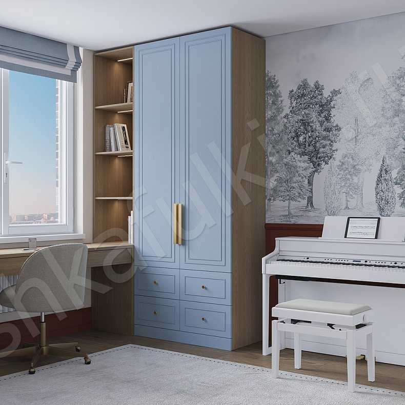 Детская Моррис Светлые Синий Цветной Неоклассика Детская Для вещей Для декора Для книг 3