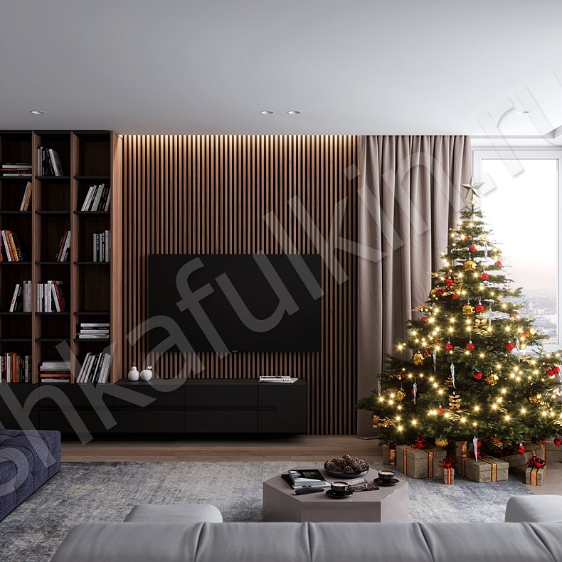 Стенка Дакота Белый Черный Древесный Светлые Темные Современный  Гостиная Для книг Под ТВ 1