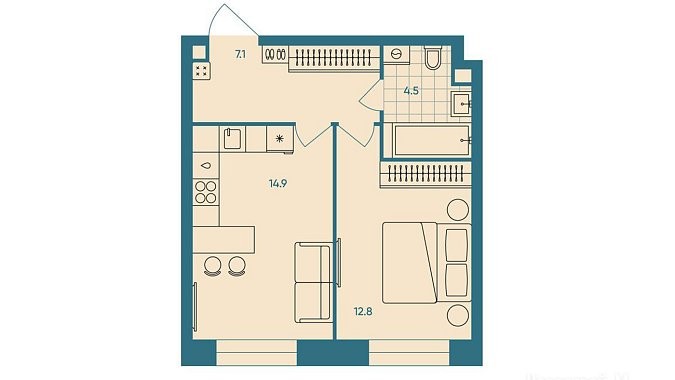 План проекта Неонелли ЖК Эра 39.3 м²