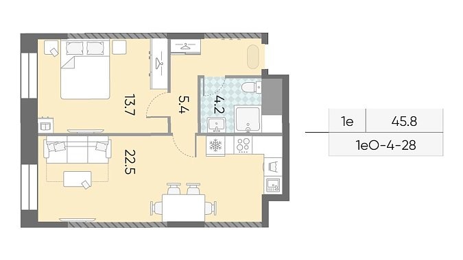 План проекта Артемис ЖК ЗИЛАРТ 45.8 м²