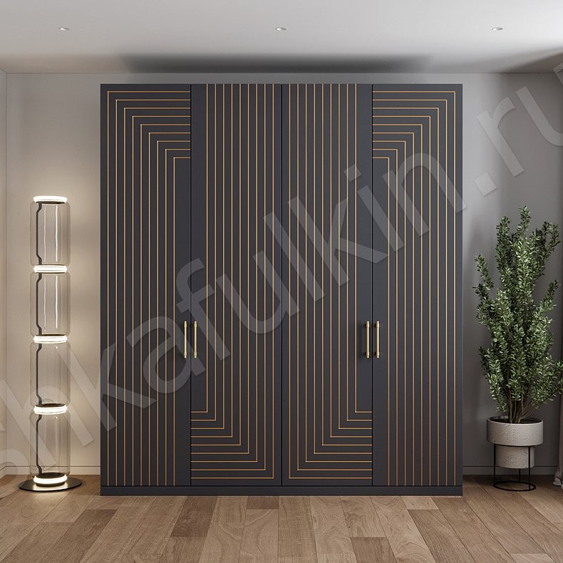 Шкаф Болеро Белый Черный Золото Модерн 4х створчатые Гостиная Для вещей 3