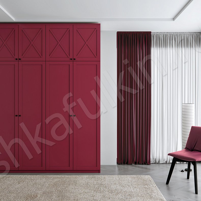 Корпусный шкаф Луи Белый Цветной Красный Светлые Неоклассика 4х створчатые Спальня Для вещей 2
