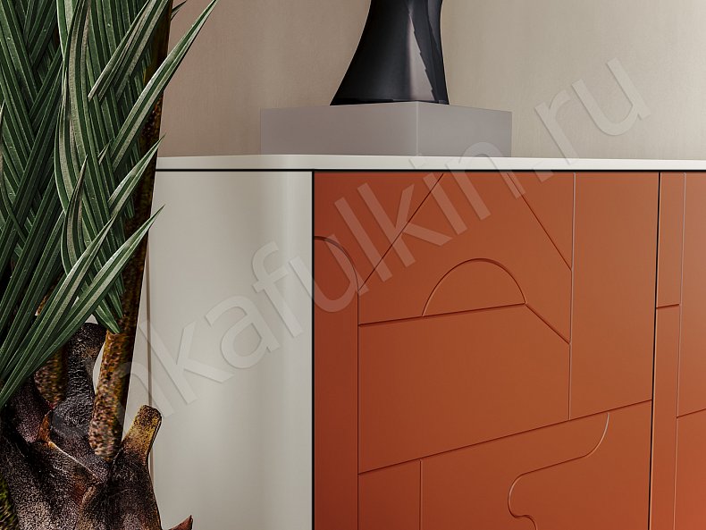 Тумба Пикассо Светлые Красный Цветной Белый Современный 6и створчатые Гостиная Для вещей Для декора