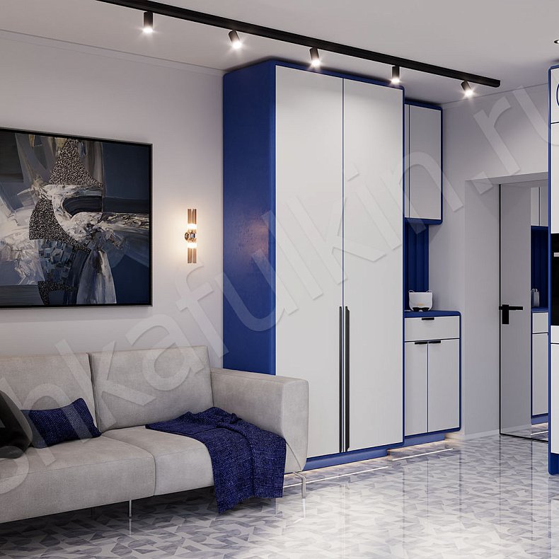 Прихожая Авентадор Светлые Синий Цветной Белый Современный 2х створчатые Прихожая Для вещей 1