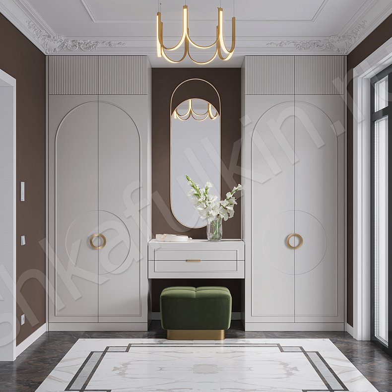 Прихожая Маура с консолью Белый Цветной Красный Светлые Зеленый Неоклассика 4х створчатые Прихожая Для вещей 1