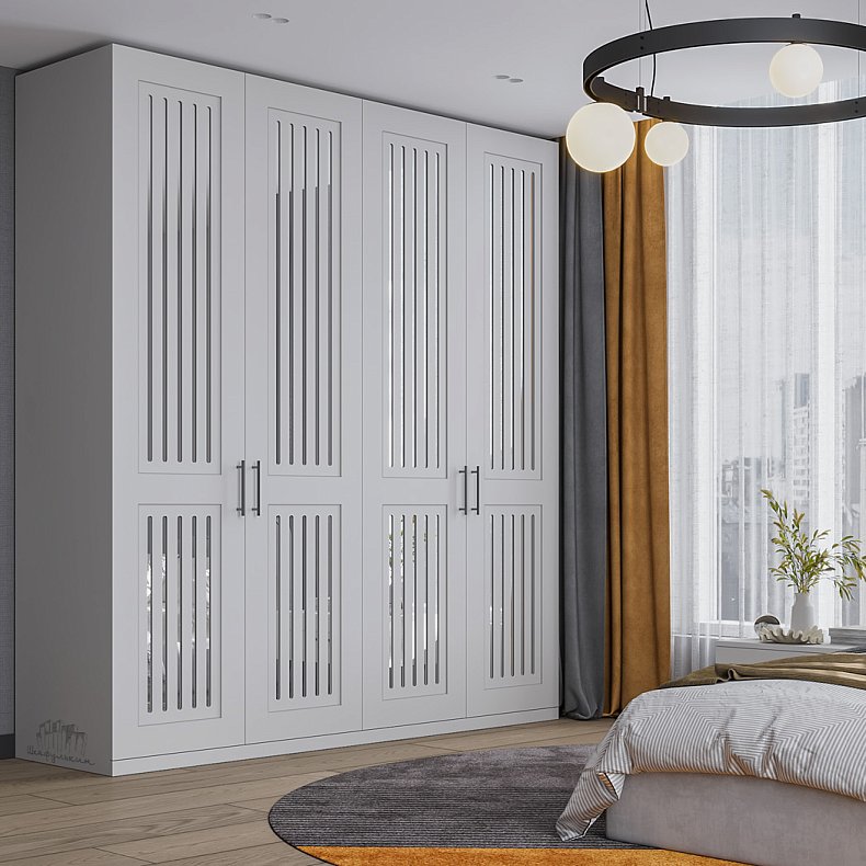 Шкаф Сандерс Белый Скандинавский 4х створчатые Спальня Для вещей