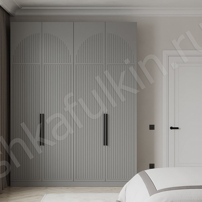 Шкаф Антерра Серый Современный 4х створчатые Спальня Для вещей 1