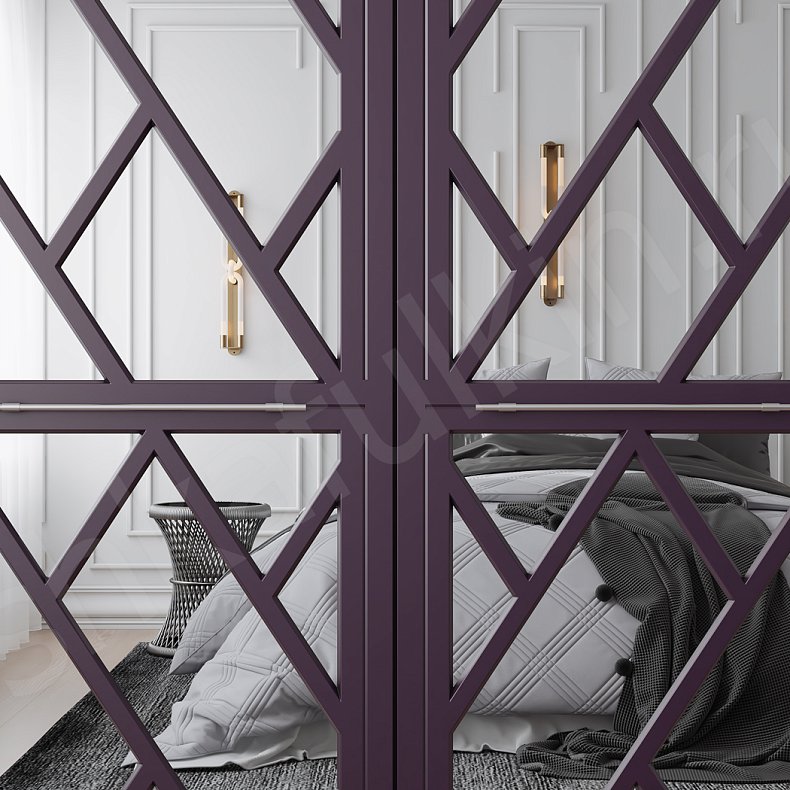 Шкаф Эверест Цветной Розовый Темные Современный 4х створчатые Спальня Для вещей 3