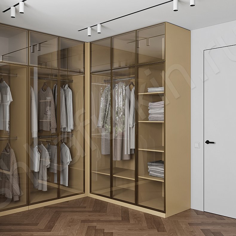 Гардеробная Мауриццо Светлые Золото Коричневый Современный  Гардеробная Для вещей Для белья 3