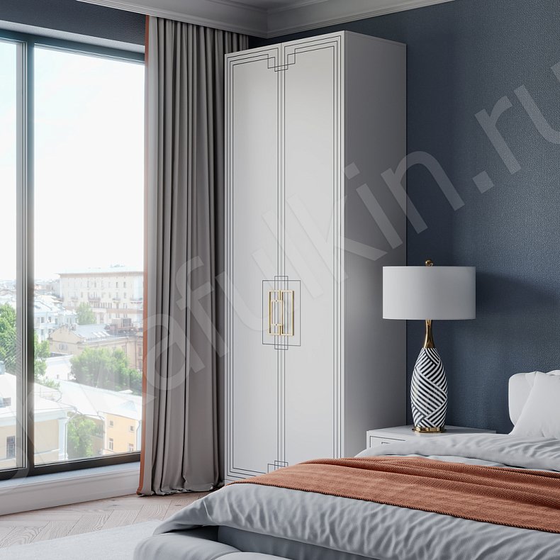 Шкаф  белый 2 двери Метрополитан Белый Минимализм 2х створчатые Спальня Для вещей