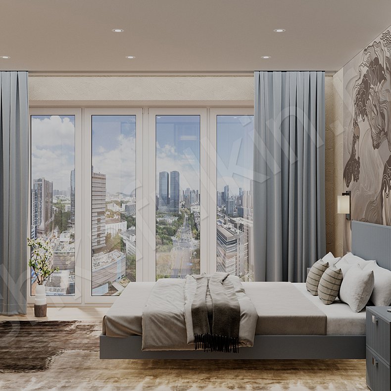 Гарнитур Атланта Светлые Синий Цветной Современный 5и створчатые Спальня Для вещей Для декора Для книг Для белья 3