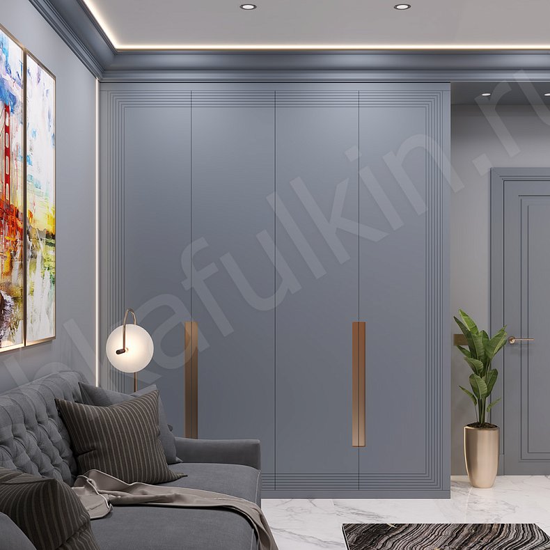 Шкаф Сильвер Серый Темные Минимализм 4х створчатые Гостиная Для вещей 1