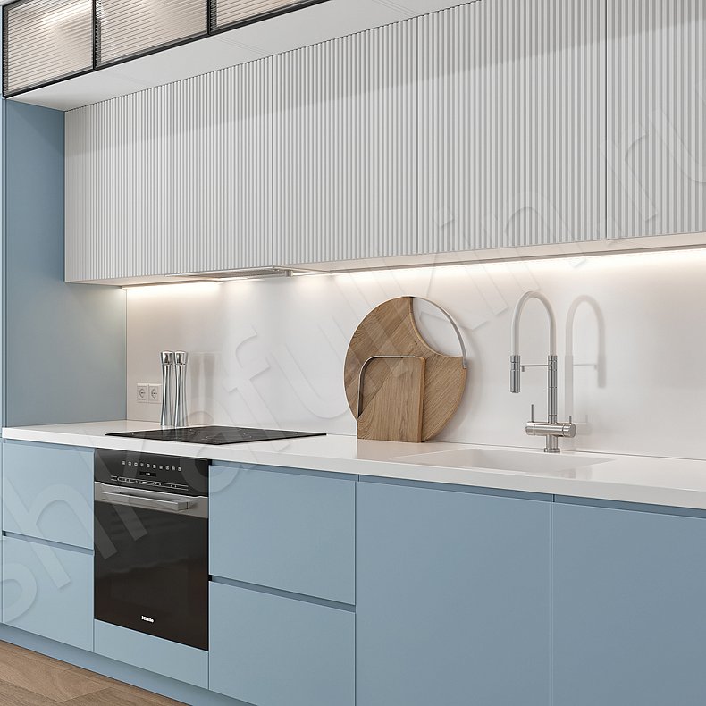 Кухня Шондер Blue Светлые Синий Цветной Белый Современный Для посуды 2