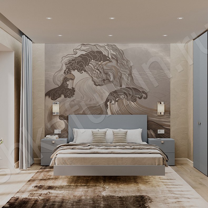 Гарнитур Атланта Светлые Синий Цветной Современный 5и створчатые Спальня Для вещей Для декора Для книг Для белья 2