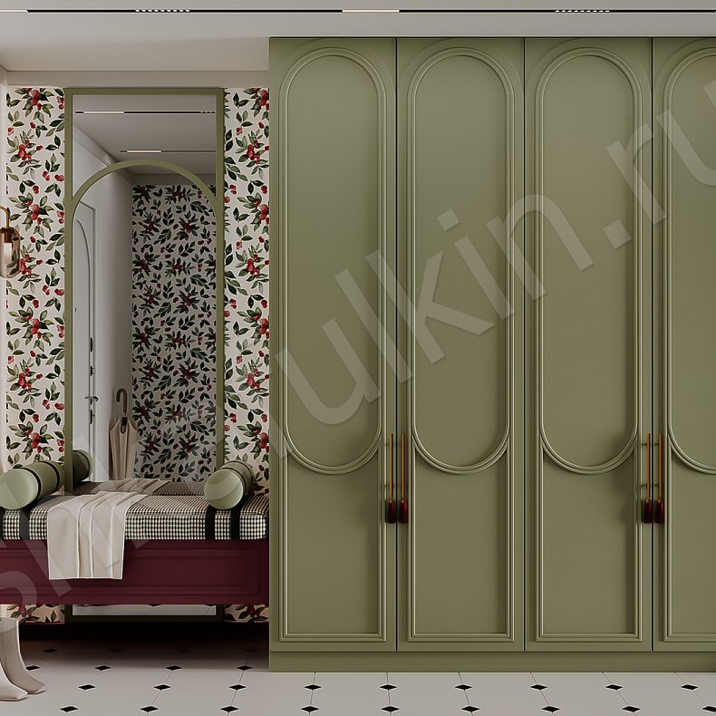 Прихожая Новелла Зеленый Светлые Неоклассика 4х створчатые Прихожая Для вещей