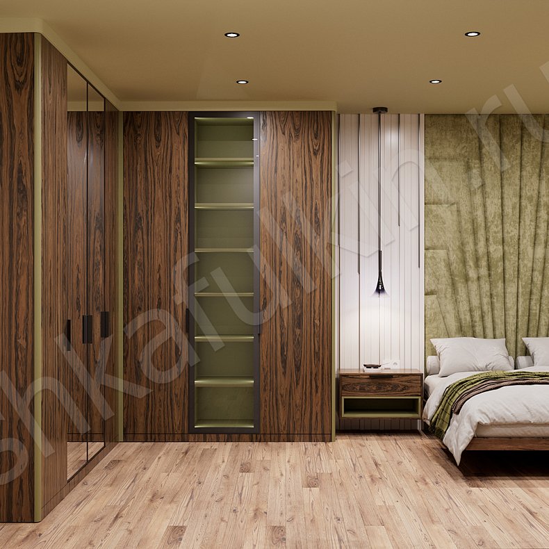 Угловой шкаф Витторио Зеленый Темные Древесный Современный Спальня Для вещей Для белья 1