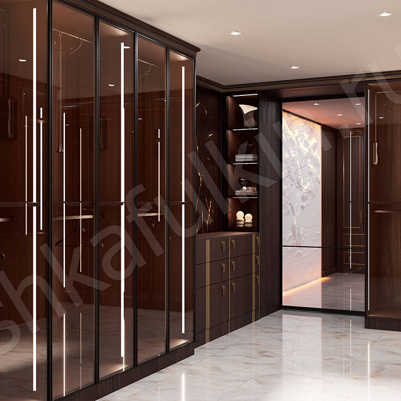 Гардеробная Караваджио Темные Древесный Современный Гардеробная Для вещей Для белья 6