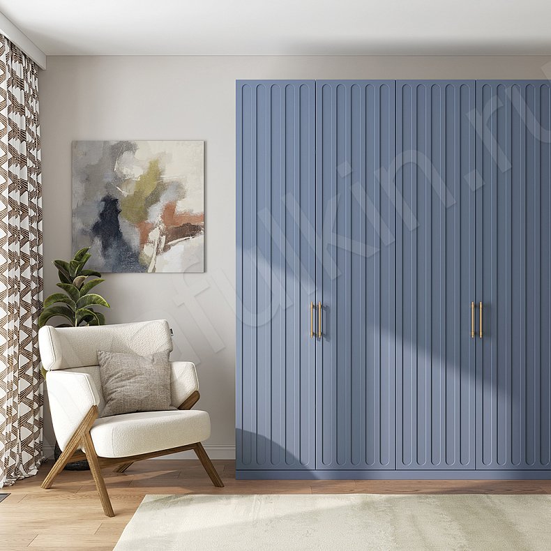 Шкаф Магнетик Синий Цветной Современный 4х створчатые Гостиная Для вещей 1