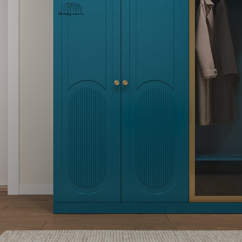 Прихожая Маурис Темные Синий Цветной Современный 6и створчатые Прихожая Для вещей 3