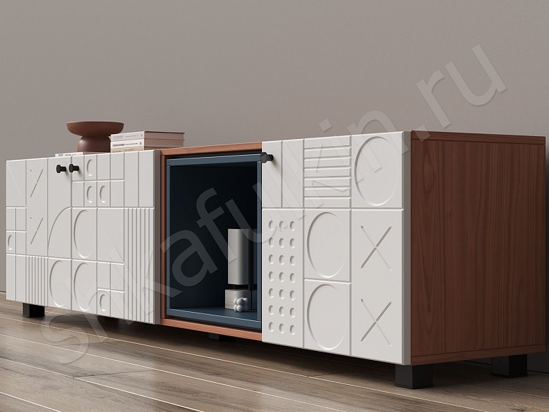 Тумба Фабрицио Светлые Белый Древесный Коричневый Красный Серый Темные Современный 3х створчатые Гостиная Для книг Для декора Под ТВ